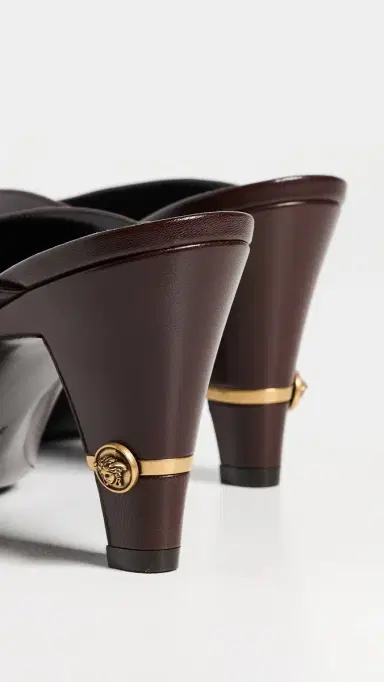 Versace T.80 Lamb Leather Mules 1NM1J Moka Gold '82 | Thumbnail 4