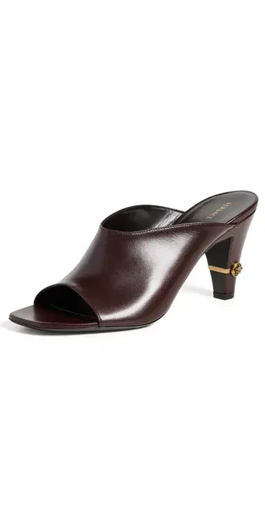 Versace T.80 Lamb Leather Mules 1NM1J Moka Gold '82 | Thumbnail 1