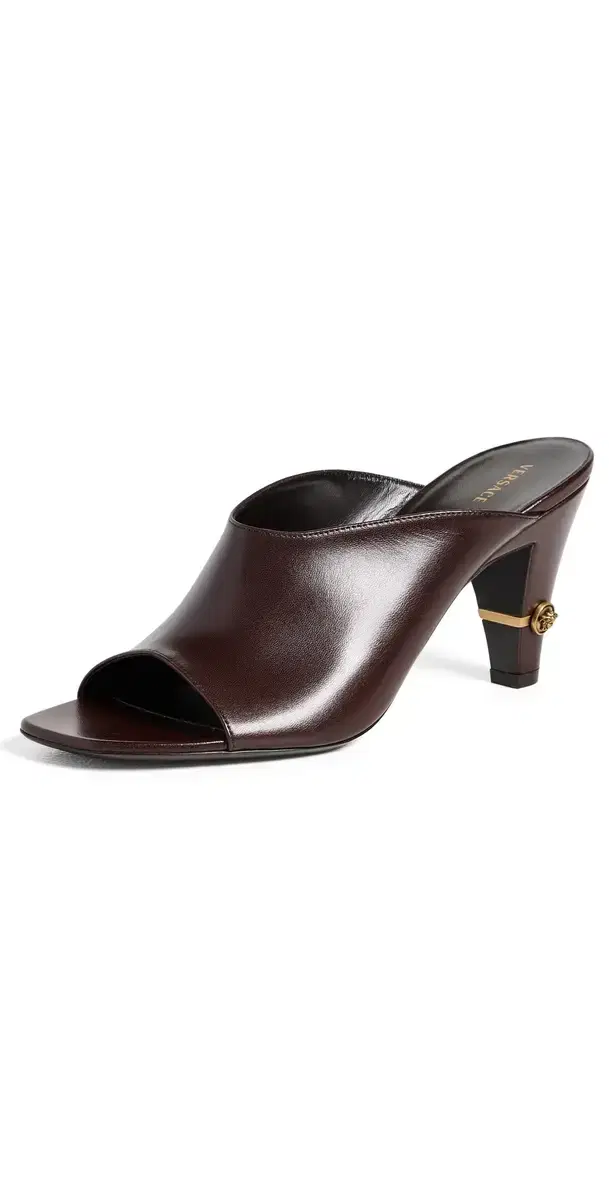Versace T.80 Lamb Leather Mules 1NM1J Moka Gold '82
