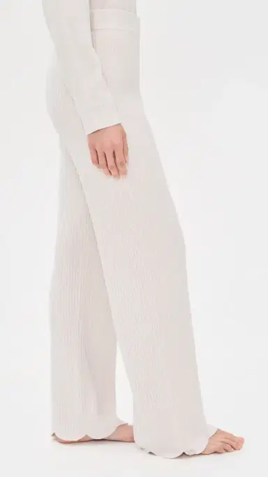 Barefoot Dreams CozyChic Ultra ite Ribbed Scallop Pants Sand Dune | Thumbnail 4 Barefoot Dreams CozyChic Ultra ite Ribbed Scallop Pants Sand Dune | Thumbnail 4