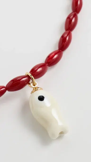 Logan Tay Red Beaded Fish Necklace Red One Size | Thumbnail 4