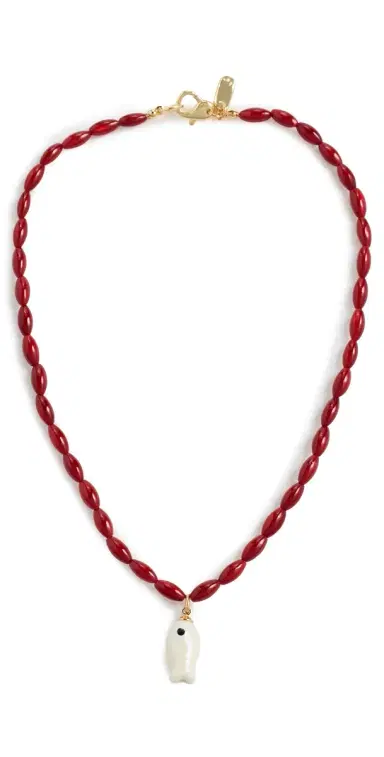Logan Tay Red Beaded Fish Necklace Red One Size | Thumbnail 1