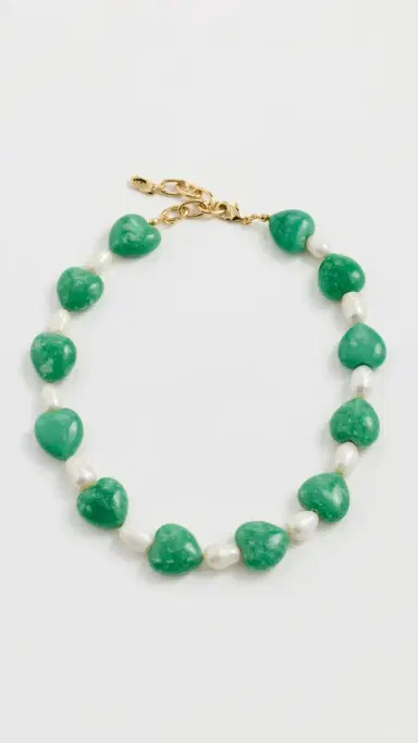 Logan Tay Aqua Heart Stone Necklace Green One Size | Thumbnail 2