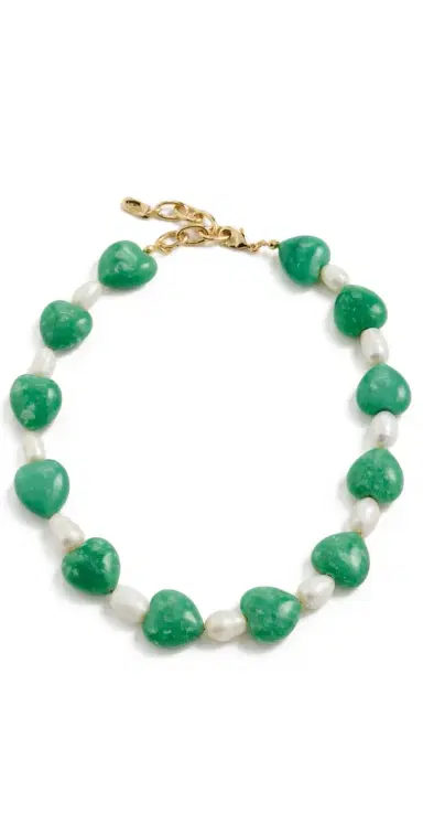 Logan Tay Aqua Heart Stone Necklace Green One Size | Thumbnail 1