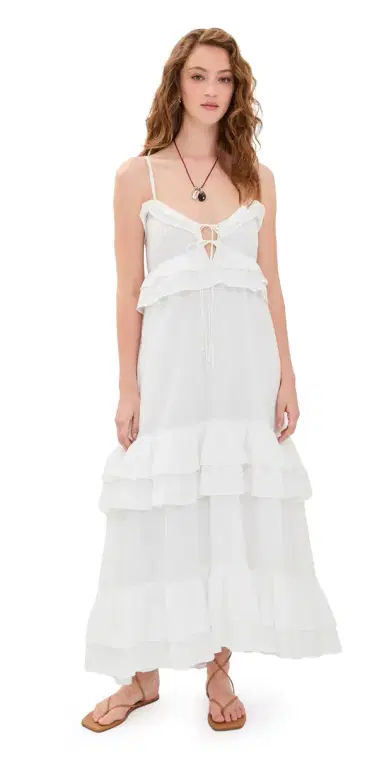 Show Me Your Mumu Freya Maxi Dress White Voile | Thumbnail 1