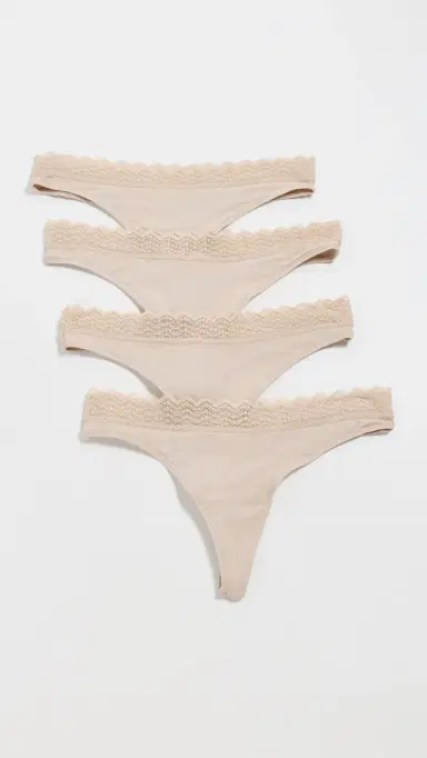 Stripe & Stare Zigzag Lace Thong 4-Pack Sand | Thumbnail 2
