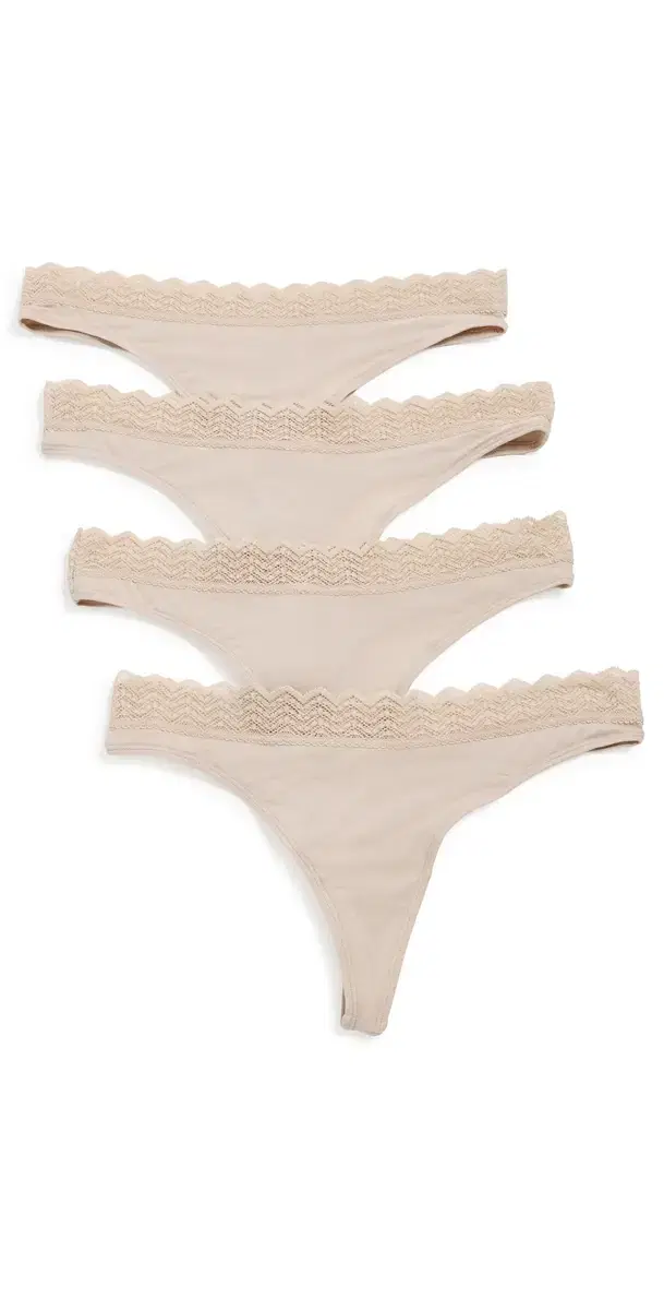 Zigzag Lace Thong 4-Pack Sand