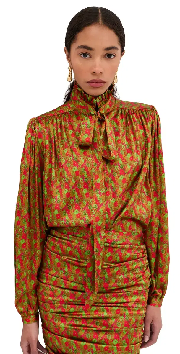 FRANÇOISE Maria Silk Blouse Floral Red
