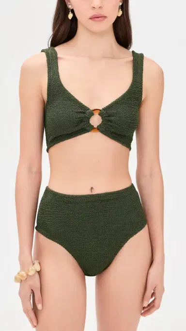 Hunza G Nadine Bikini Set Metallic Khaki One Size | Thumbnail 2