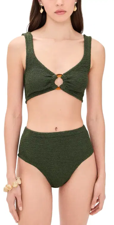 Hunza G Nadine Bikini Set Metallic Khaki One Size | Thumbnail 1