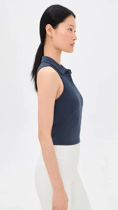 Beyond Yoga Sport Active Polo Tank Nocturnal Navy L | Thumbnail 4