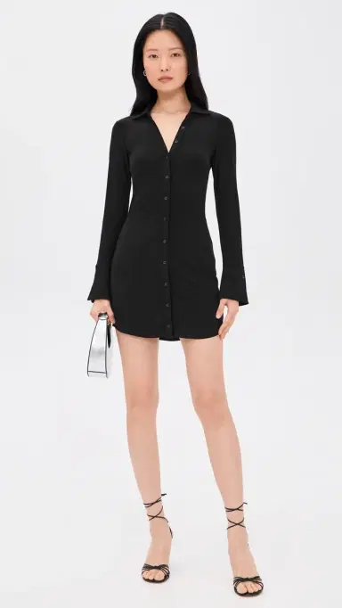 Alice + Olivia Freya Button Down Dress Black S | Thumbnail 5