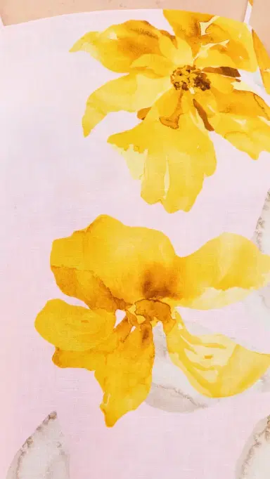Kivari Francine Linen Bubble Mini Dress Pink Yellow | Thumbnail 6