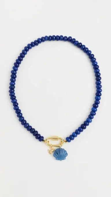 Madewell Beaded Charm Carabiner Necklace Lapis One Size | Thumbnail 2