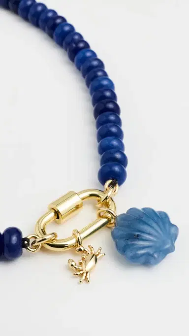 Madewell Beaded Charm Carabiner Necklace Lapis One Size | Thumbnail 4