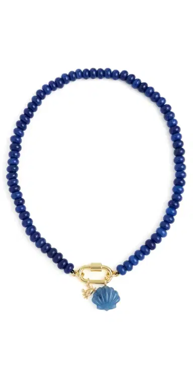 Madewell Beaded Charm Carabiner Necklace Lapis One Size | Thumbnail 1