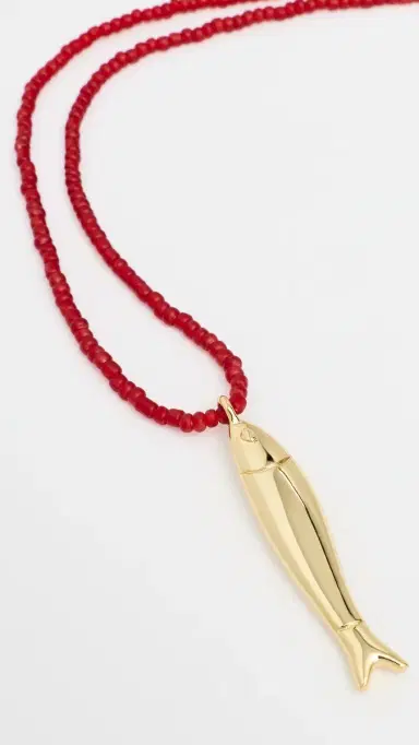 Madewell Large Sardine Beaded Necklace Antique Gold One Size | Thumbnail 2