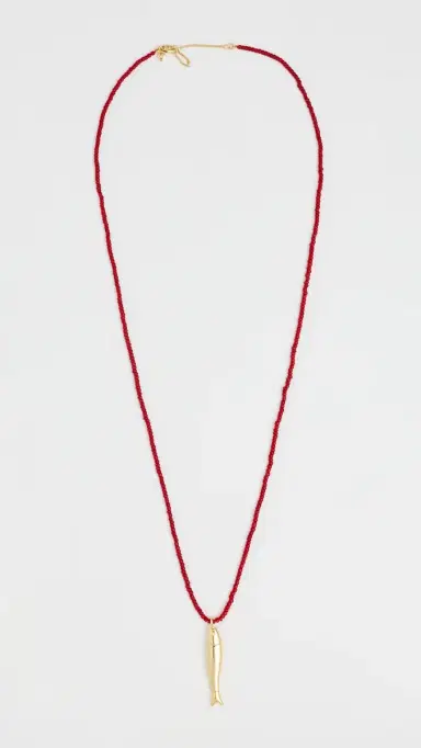 Madewell Large Sardine Beaded Necklace Antique Gold One Size | Thumbnail 4