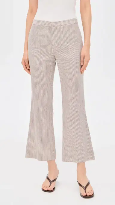 Vince Ticking Striped Crop Flare Trouser Taupe Wood 2 | Thumbnail 3 Vince Ticking Striped Crop Flare Trouser Taupe Wood 2 | Thumbnail 3