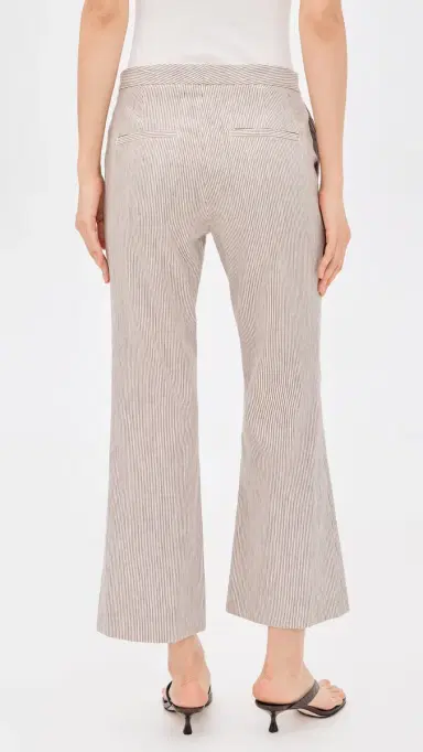 Vince Ticking Striped Crop Flare Trouser Taupe Wood 2 | Thumbnail 4 Vince Ticking Striped Crop Flare Trouser Taupe Wood 2 | Thumbnail 4