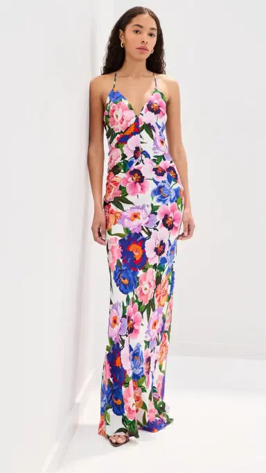 Borgo de Nor Olive Dress Floral Candy | Thumbnail 5