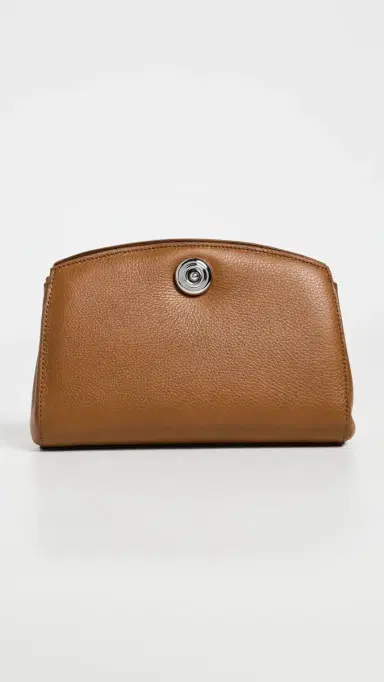 Liffner Pushlock Clutch Saddle Brown Silver Hardware One Size | Thumbnail 2 Liffner Pushlock Clutch Saddle Brown Silver Hardware One Size | Thumbnail 2