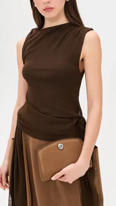 Liffner Pushlock Clutch Saddle Brown Silver Hardware One Size | Thumbnail 3 Liffner Pushlock Clutch Saddle Brown Silver Hardware One Size | Thumbnail 3