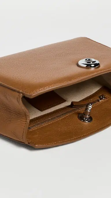Liffner Pushlock Clutch Saddle Brown Silver Hardware One Size | Thumbnail 6 Liffner Pushlock Clutch Saddle Brown Silver Hardware One Size | Thumbnail 6