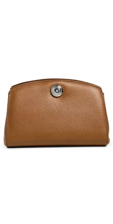 Liffner Pushlock Clutch Saddle Brown Silver Hardware One Size | Thumbnail 1 Liffner Pushlock Clutch Saddle Brown Silver Hardware One Size | Thumbnail 1