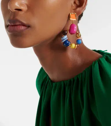Oscar de la Renta Seaglass beaded clip-on earrings | Thumbnail 6