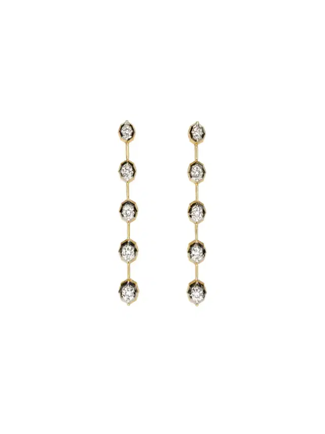 Wish Fine Jewelry 1.60ct Diamond 14K Gold Linear Earrings