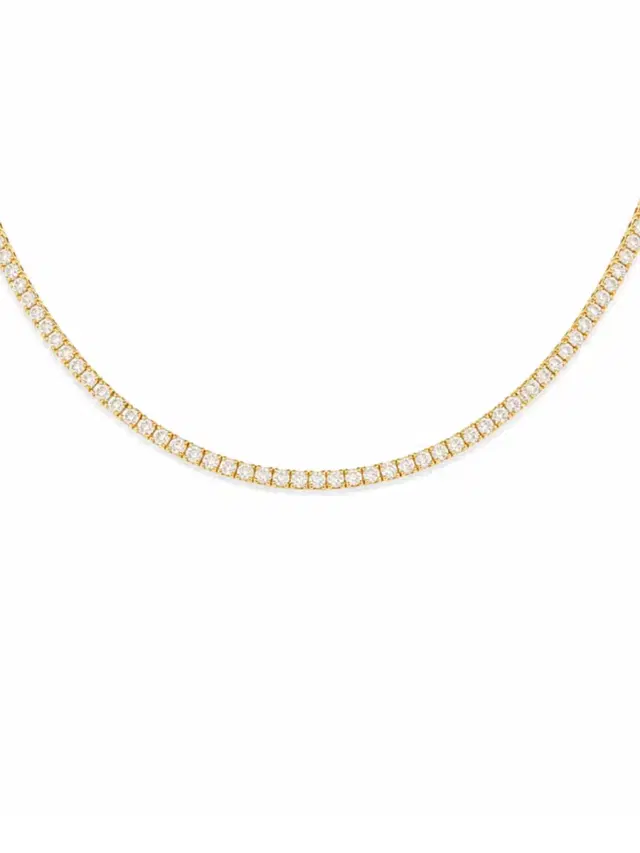 Wish Fine Jewelry 12.00ct Diamond 14K Gold Classic Tennis Necklace