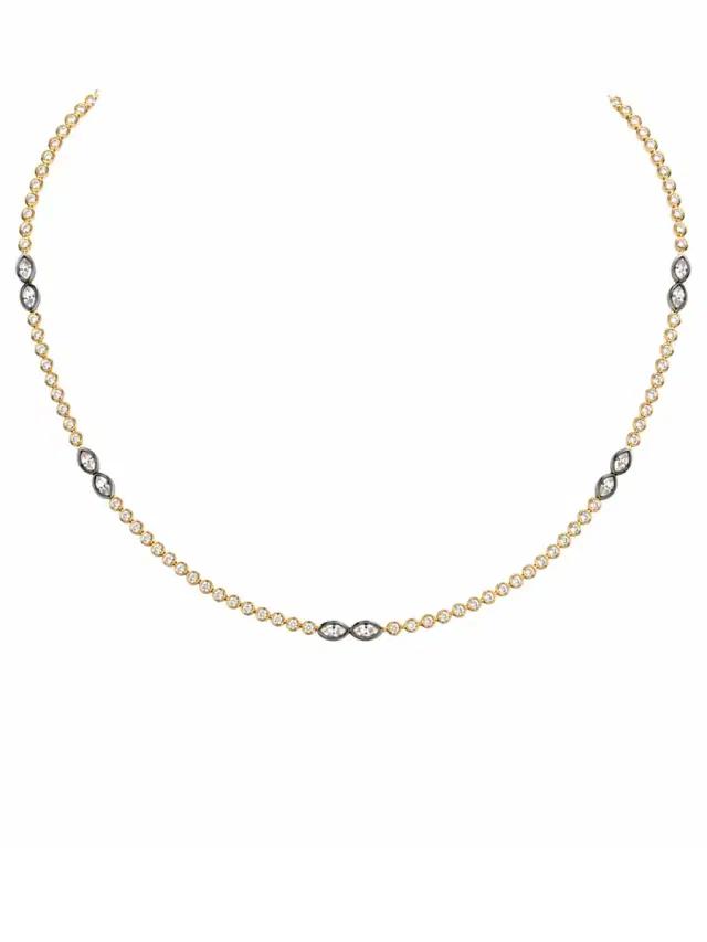 Wish Fine Jewelry 3.48ct Diamond 14K Gold Stationed Necklace