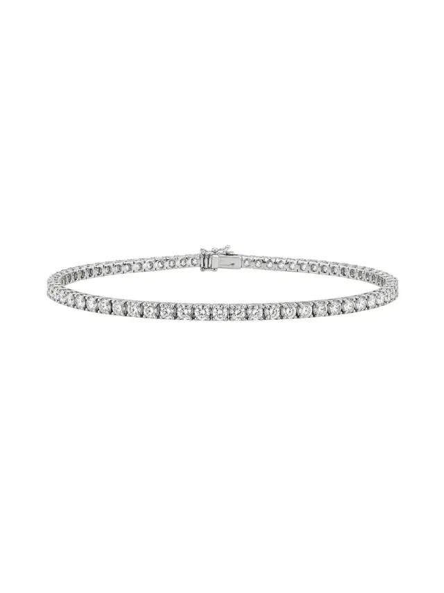 Wish Fine Jewelry 5.00ct Diamond 14K Gold Princess Cut Tennis Bracelet