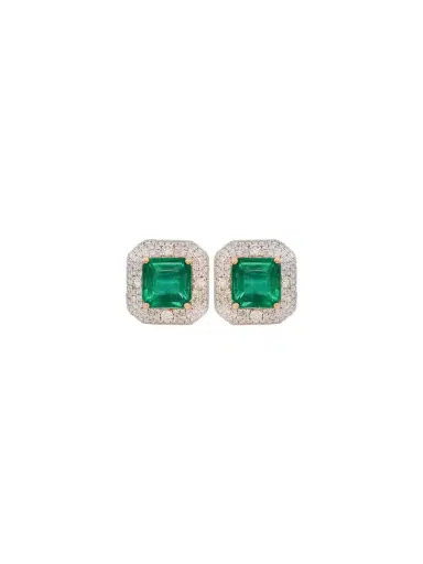 Wish Fine Jewelry 8.58ct Diamond Emerald 14K Gold Cluster Stud Earrings | Thumbnail 1 Wish Fine Jewelry 8.58ct Diamond Emerald 14K Gold Cluster Stud Earrings | Thumbnail 1