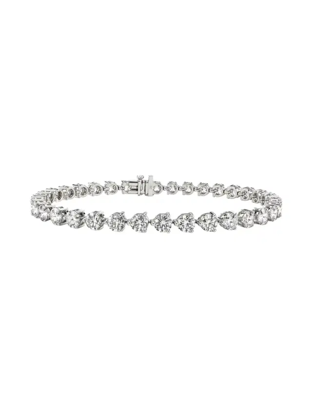 Wish Fine Jewelry 9.00ct Diamond 14K Gold Three Prong Tennis Bracelet