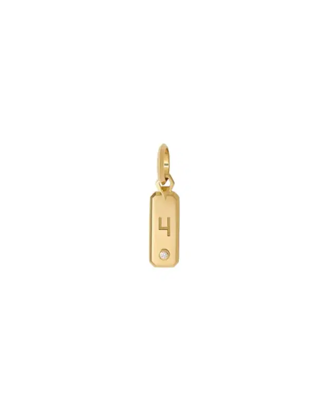 Jennifer Fisher Minimal Block Number Dog Tag in 18K Yellow Gold