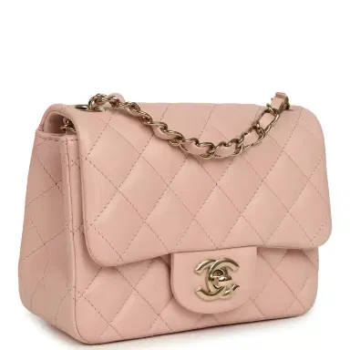 Chanel Chanel Mini Classic Square Flap Bag Pink Lambskin Light Gold Hardware | Thumbnail 2