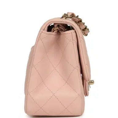 Chanel Chanel Mini Classic Square Flap Bag Pink Lambskin Light Gold Hardware | Thumbnail 3