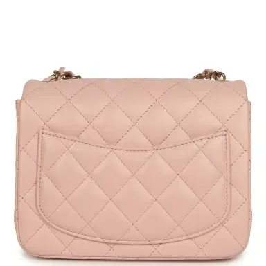 Chanel Chanel Mini Classic Square Flap Bag Pink Lambskin Light Gold Hardware | Thumbnail 4