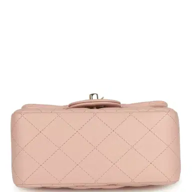 Chanel Chanel Mini Classic Square Flap Bag Pink Lambskin Light Gold Hardware | Thumbnail 6