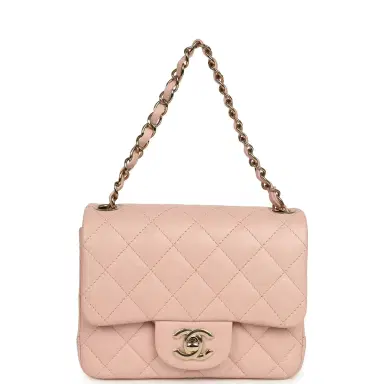 Chanel Chanel Mini Classic Square Flap Bag Pink Lambskin Light Gold Hardware | Thumbnail 7