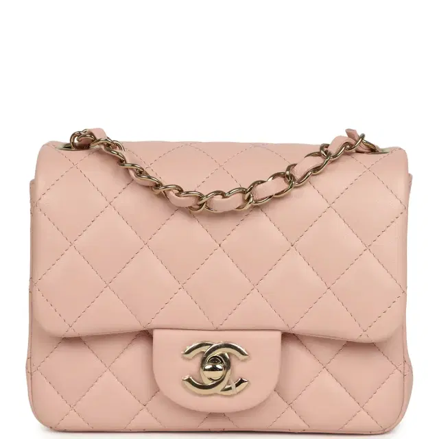 Chanel Chanel Mini Classic Square Flap Bag Pink Lambskin Light Gold Hardware