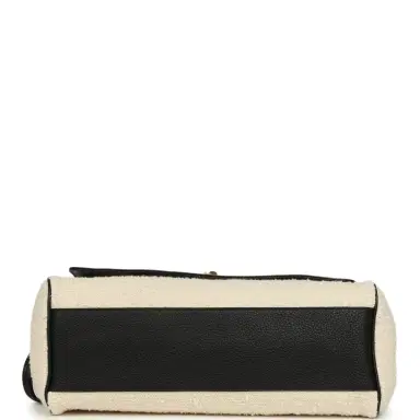 Chanel Chanel Small "Urban Essential" East West Shopping Tote Black Calfskin and White Tweed Boucle Gold Hardware | Thumbnail 6