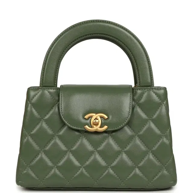 Chanel Chanel Small Kelly Shopper Khaki Shiny Aged Calfskin Brushed Gold Hardware