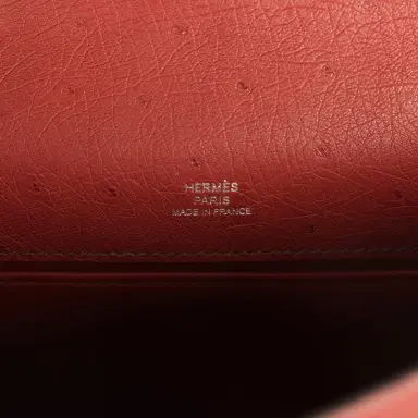 HERMÈS Hermes Kelly Pochette Rouge H Ostrich Palladium Hardware | Thumbnail 7