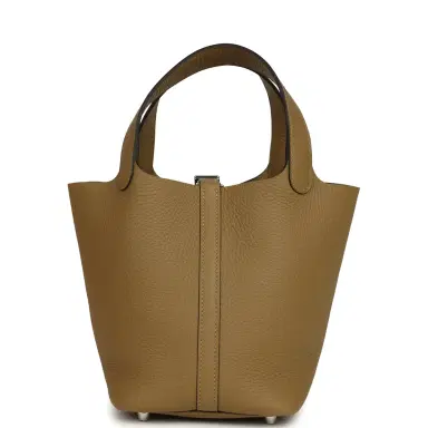 HERMÈS Hermes Picotin Lock 18 Dune Clemence Palladium Hardware | Thumbnail 4 HERMÈS Hermes Picotin Lock 18 Dune Clemence Palladium Hardware | Thumbnail 4