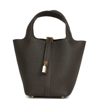 HERMÈS Hermes Picotin Lock 18 Ebene Clemence Gold Hardware | Thumbnail 1 HERMÈS Hermes Picotin Lock 18 Ebene Clemence Gold Hardware | Thumbnail 1