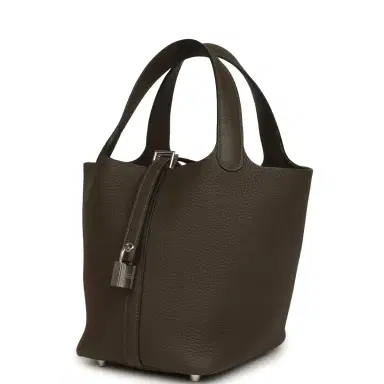 HERMÈS Hermes Picotin Lock 18 Vert Loden Clemence Palladium Hardware | Thumbnail 5 HERMÈS Hermes Picotin Lock 18 Vert Loden Clemence Palladium Hardware | Thumbnail 5