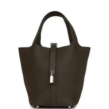 HERMÈS Hermes Picotin Lock 18 Vert Loden Clemence Palladium Hardware | Thumbnail 1 HERMÈS Hermes Picotin Lock 18 Vert Loden Clemence Palladium Hardware | Thumbnail 1